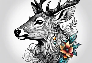 tattoo depicting a deer with a bird's beak. tattoo idea