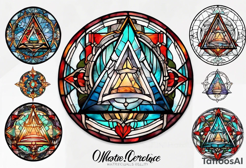 stained glass triangle in a circle tattoo idea