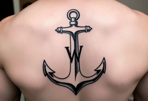 Anchor with the letter w tattoo idea