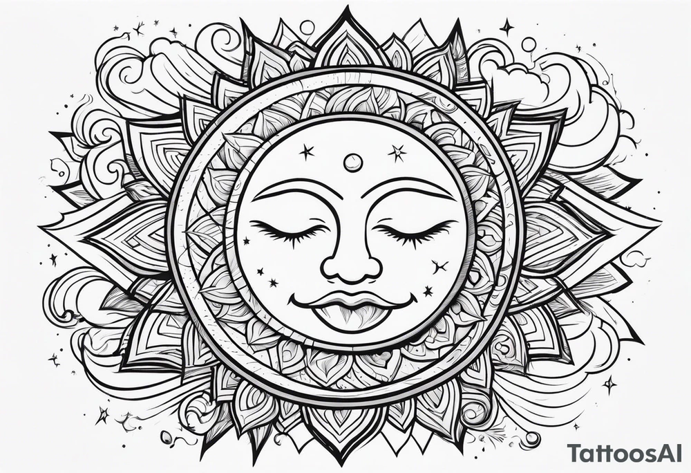 Moon and sun tattoo idea