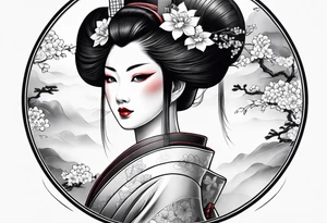 geisha full body standing tattoo idea