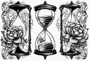 Hour glass and flowers tattoo idea