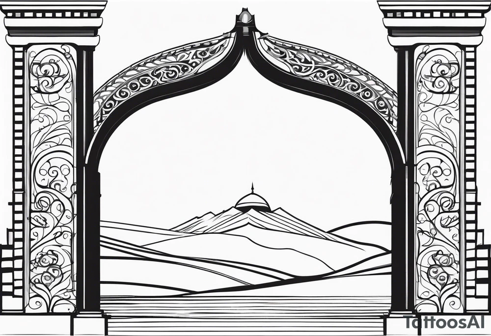 israel gate vector swirl vignette tattoo idea