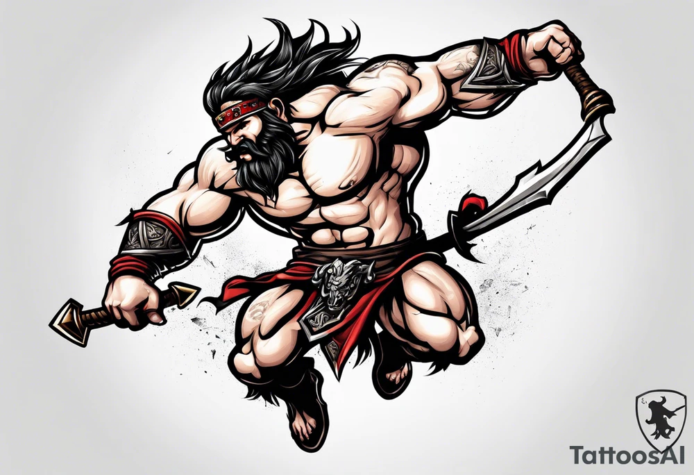 leaping barbarian tattoo idea