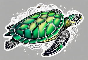 green sea turtle swimming tattoo idea