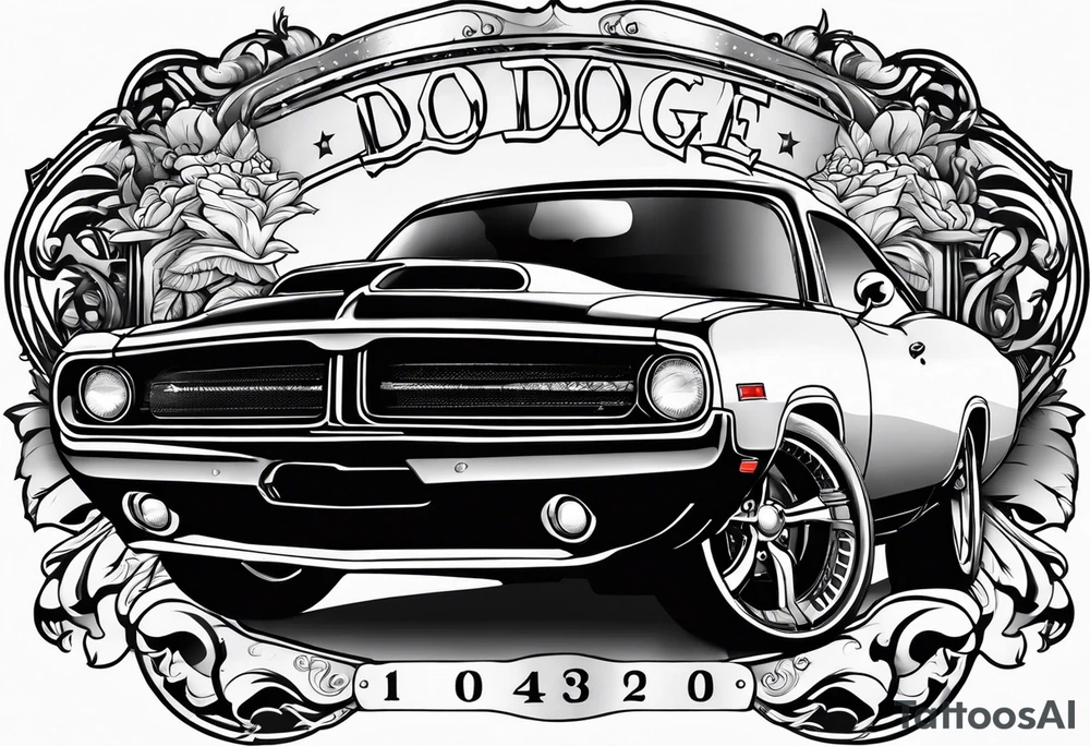 2020 Black Dodge chalenger tattoo idea