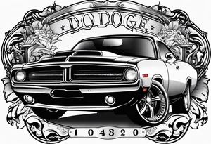 2020 Black Dodge chalenger tattoo idea