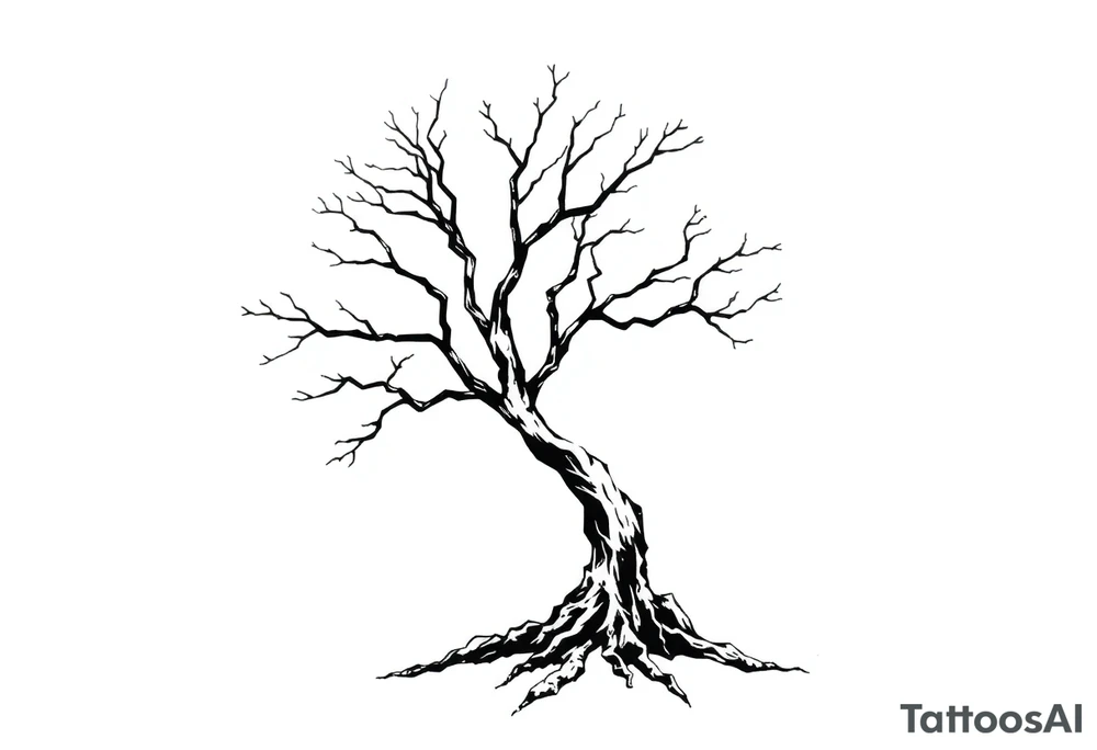 minimalist tree tattoo with 6 branches tattoo idea