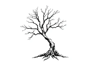 minimalist tree tattoo with 6 branches tattoo idea
