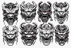 biting the snake  oni mask tattoo idea