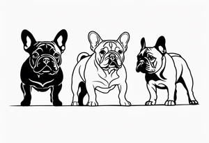 shadow of three french bull dog tattoo idea