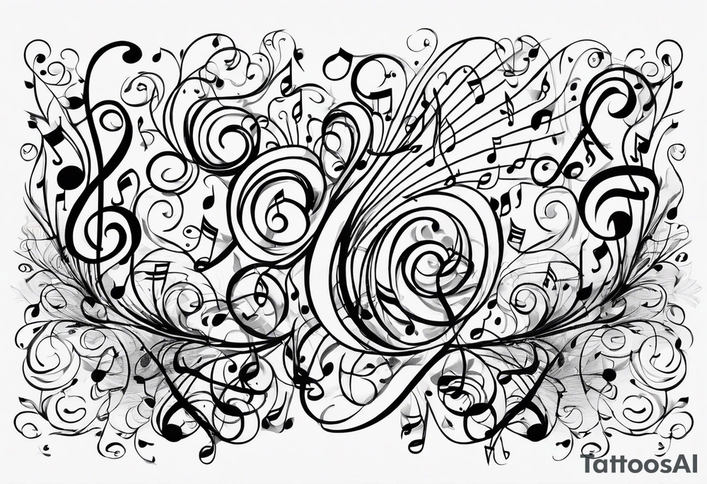Musical notes connecting toddlers dancing tattoo idea