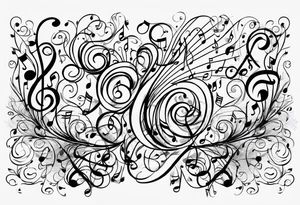 Musical notes connecting toddlers dancing tattoo idea