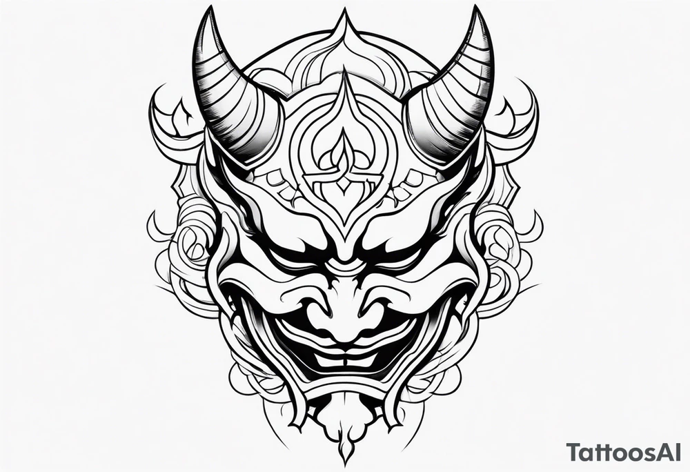 Japanese devil mask tattoo idea