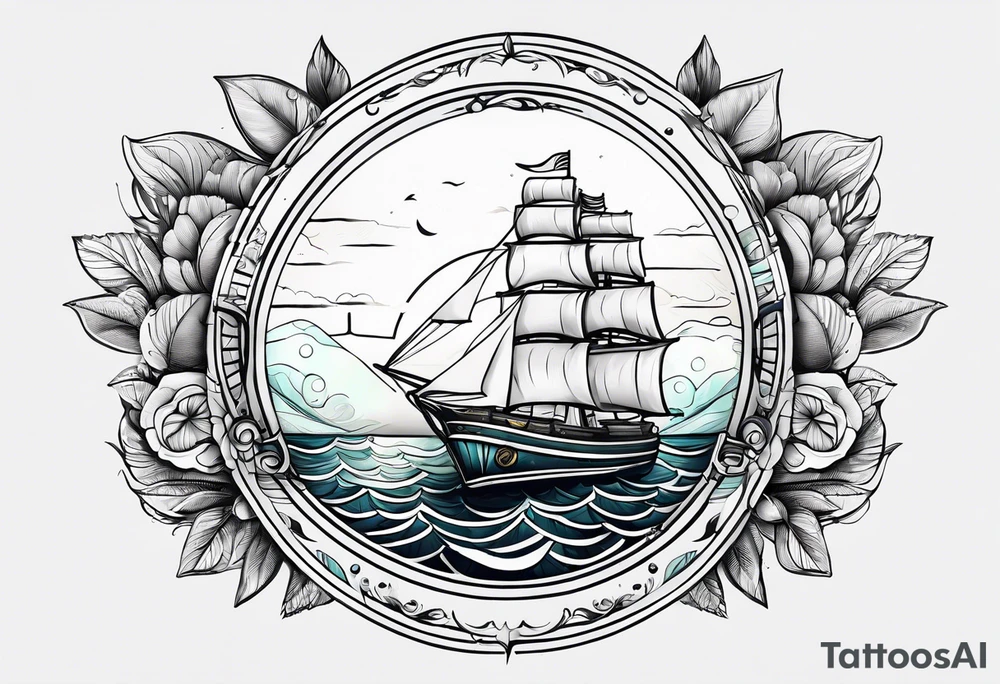 A lemon-Buoy with a leaf-flag on the ocean tattoo idea