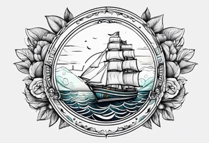 A lemon-Buoy with a leaf-flag on the ocean tattoo idea