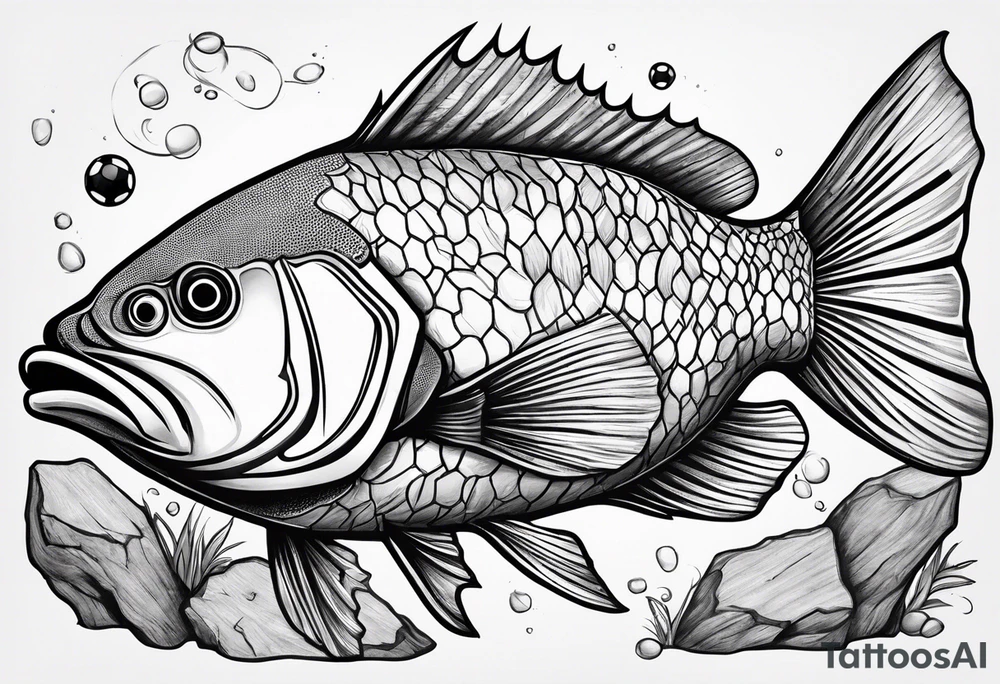 Jewfish on a log with a soccer ball tattoo idea