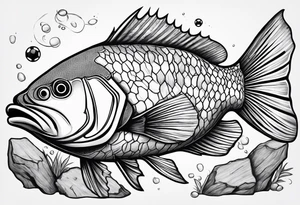 Jewfish on a log with a soccer ball tattoo idea