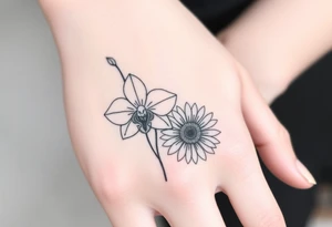 Orchid and sunflower tattoo idea