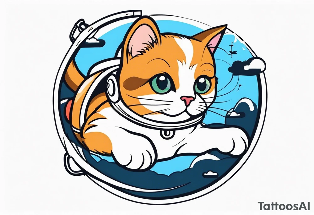 a cat going skydiving tattoo idea