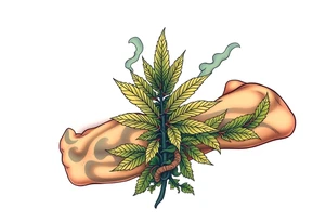 Massive weed plant surrounded by smoke tattoo idea