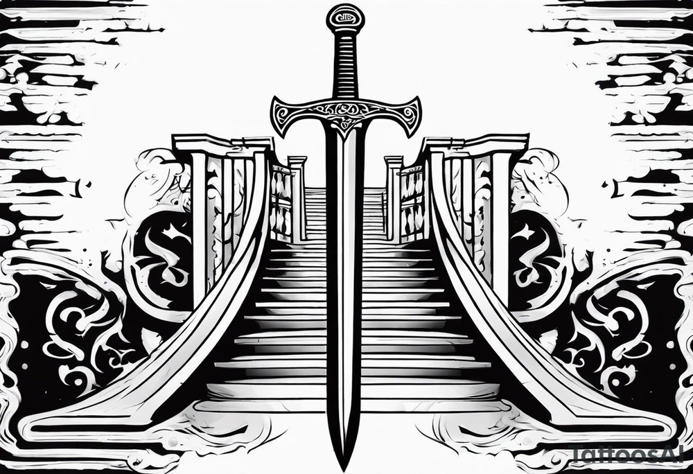 Valhalla stairs sword tattoo idea