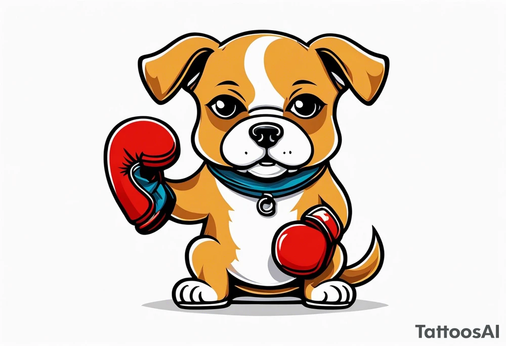 Cute Dog with boxing gloves, boxing coach tattoo idea