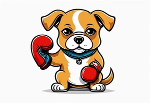 Cute Dog with boxing gloves, boxing coach tattoo idea