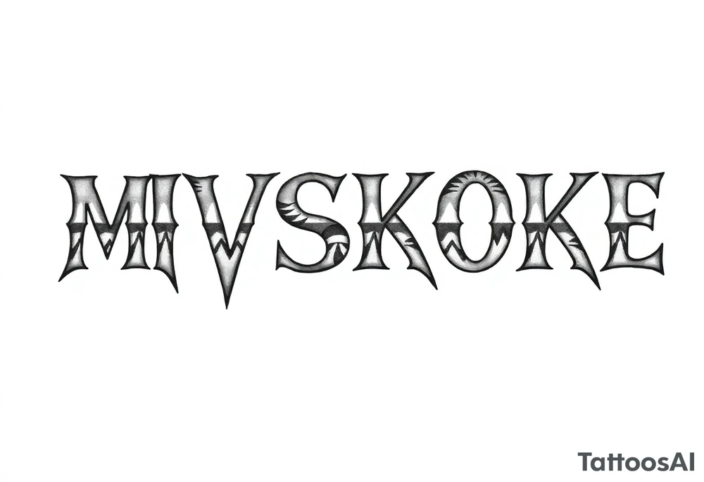 The word “MVSKOKE” shaded with Native American print tattoo idea