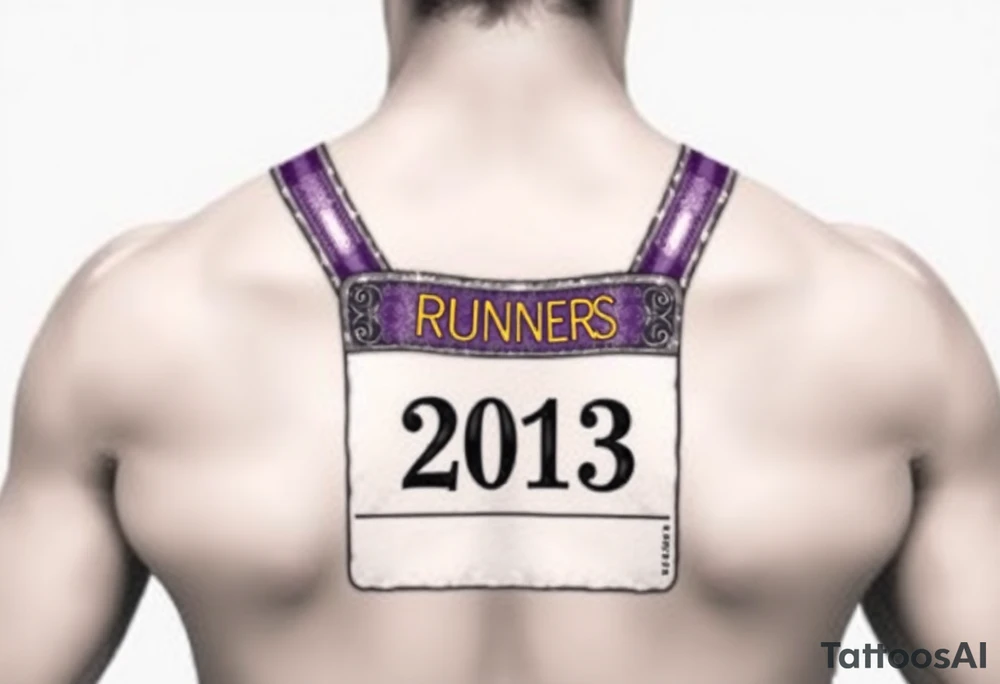 Running bib 2013 purple and gold tattoo idea