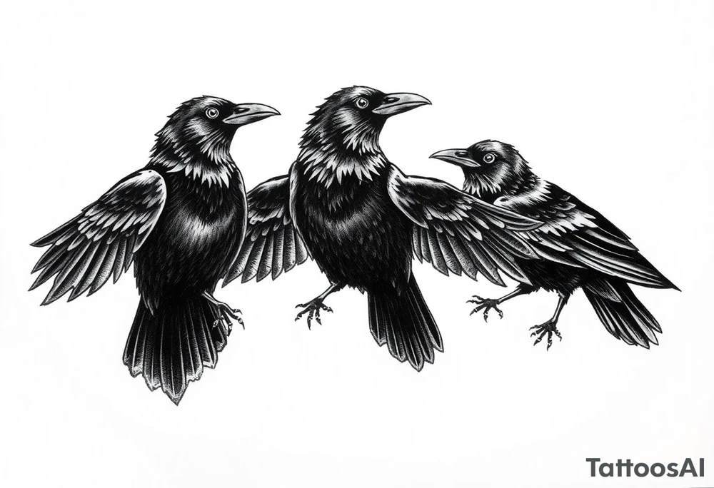 Irish non religious 3 ravens tattoo idea
