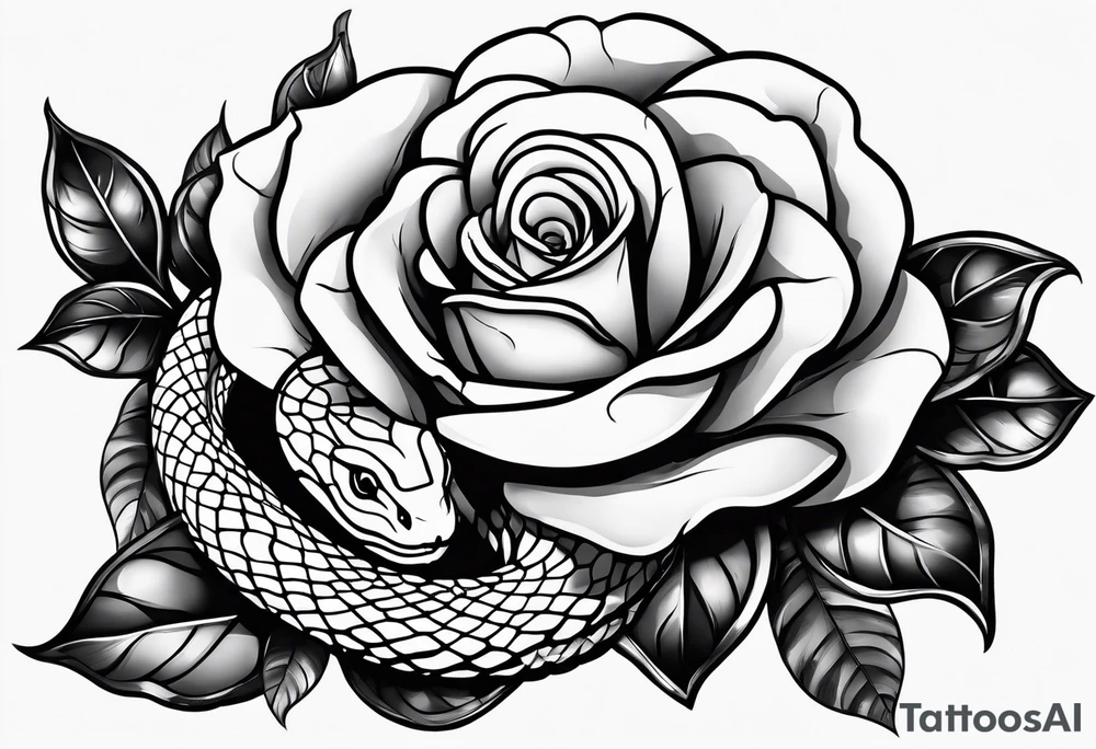 Snake with yellow rose tattoo idea