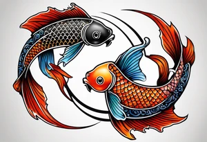 Pez koi en forma del símbolo ying yang tattoo idea