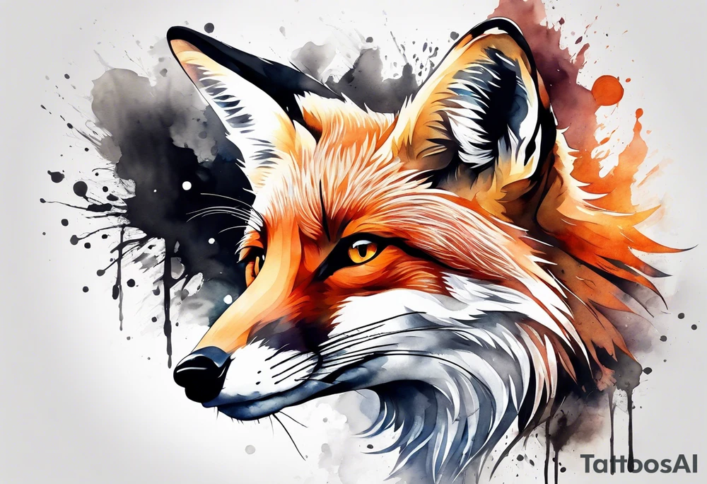 Watercolor fox tattoo idea