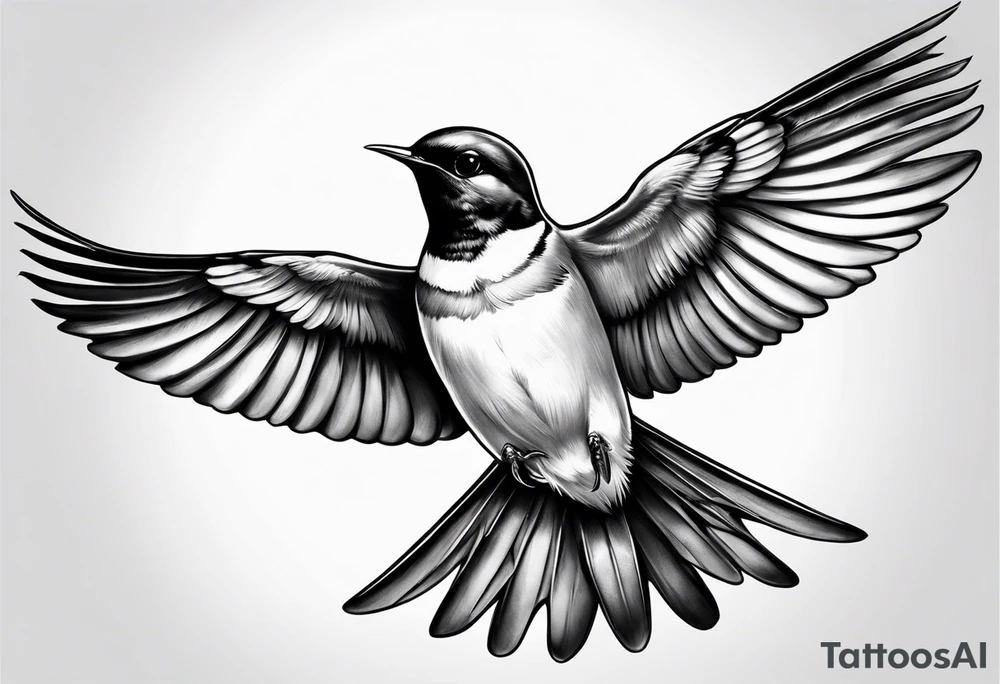 realistic swallow with open wings tattoo idea