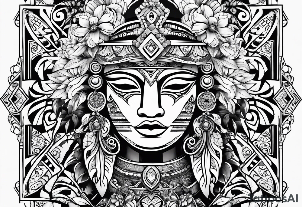 Tribal with only flowers and patterns tattoo idea