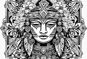Tribal with only flowers and patterns tattoo idea