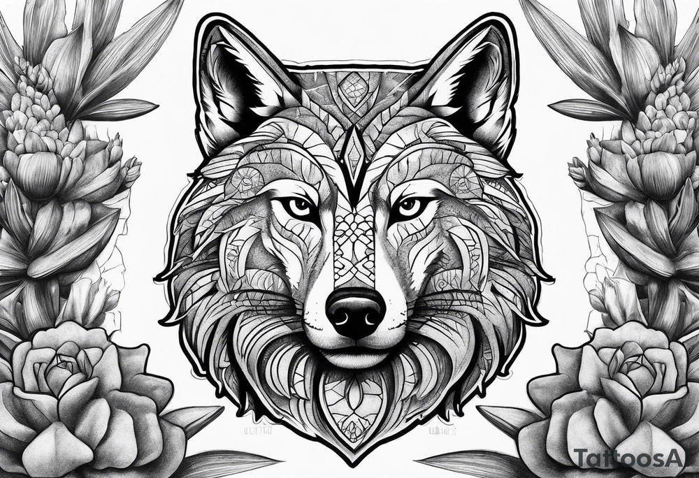 Lobo com cactos tattoo idea