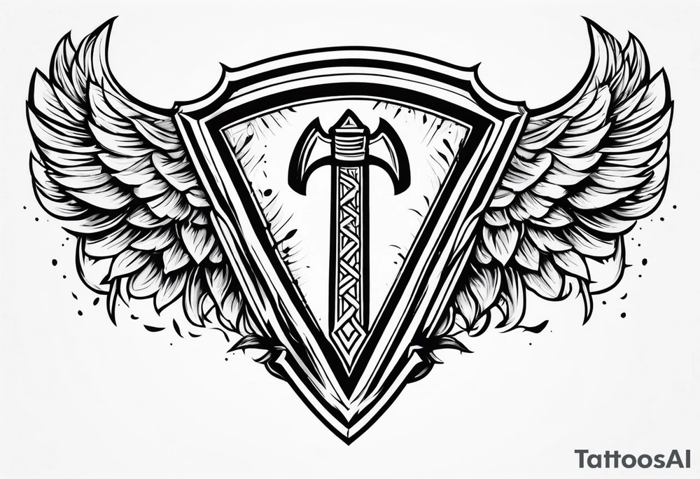 Valhalla sword shield axe Valknut tattoo idea