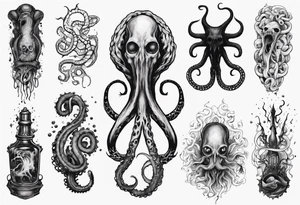 lovecraft mythe long tattoo 
with lot of tentacle for forearm and hand
crazy tattoo idea