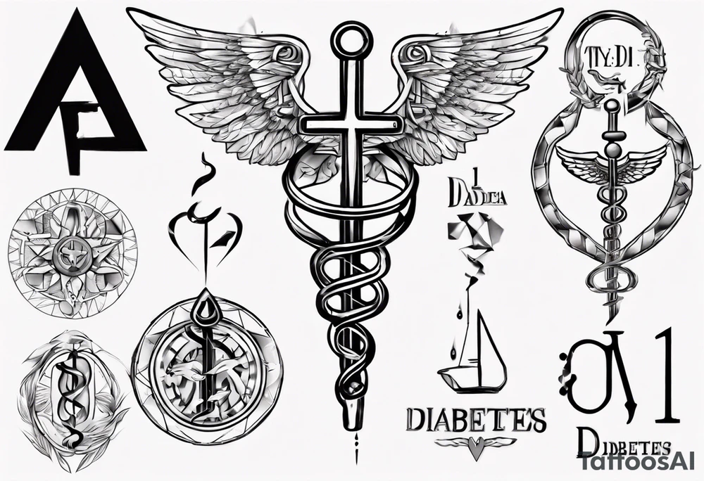 type 1 diabetes with Caduceus tattoo idea