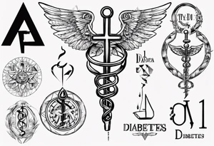 type 1 diabetes with Caduceus tattoo idea