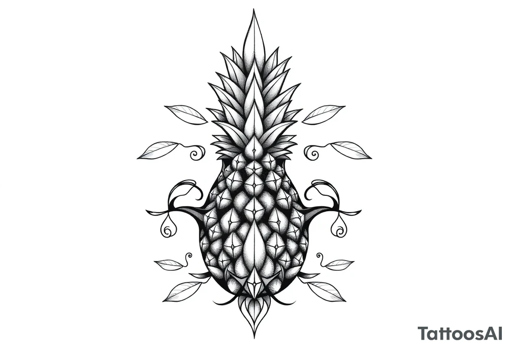 Bushy crown pineapple vagina, design to go over vagina , erotic vagina area design, anus to be at the bottom tattoo idea
