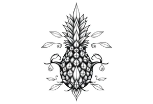 Bushy crown pineapple vagina,  design to go over vagina , erotic vagina  area design, anus to be at the bottom tattoo idea