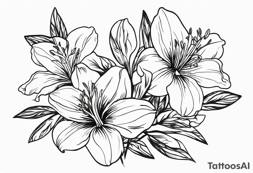 alstroemeria flowers surrrounded by greenary with powerful words some where in the tattoo tattoo idea