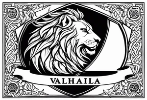 Valhalla shield sword valknut lion dragon tattoo idea