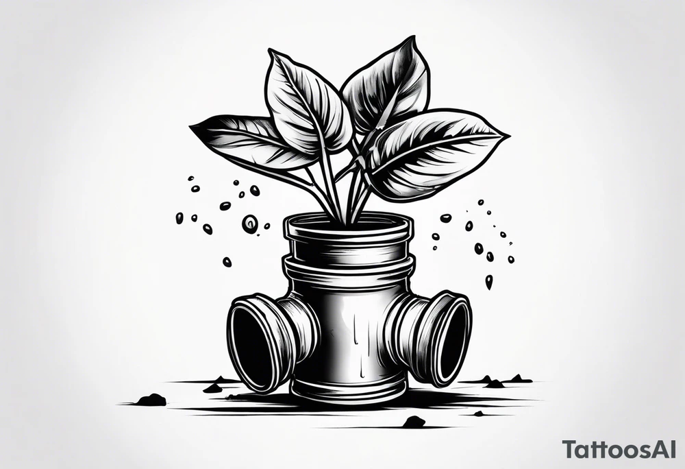 a dying plant in dirt with a gasmask next to it tattoo idea