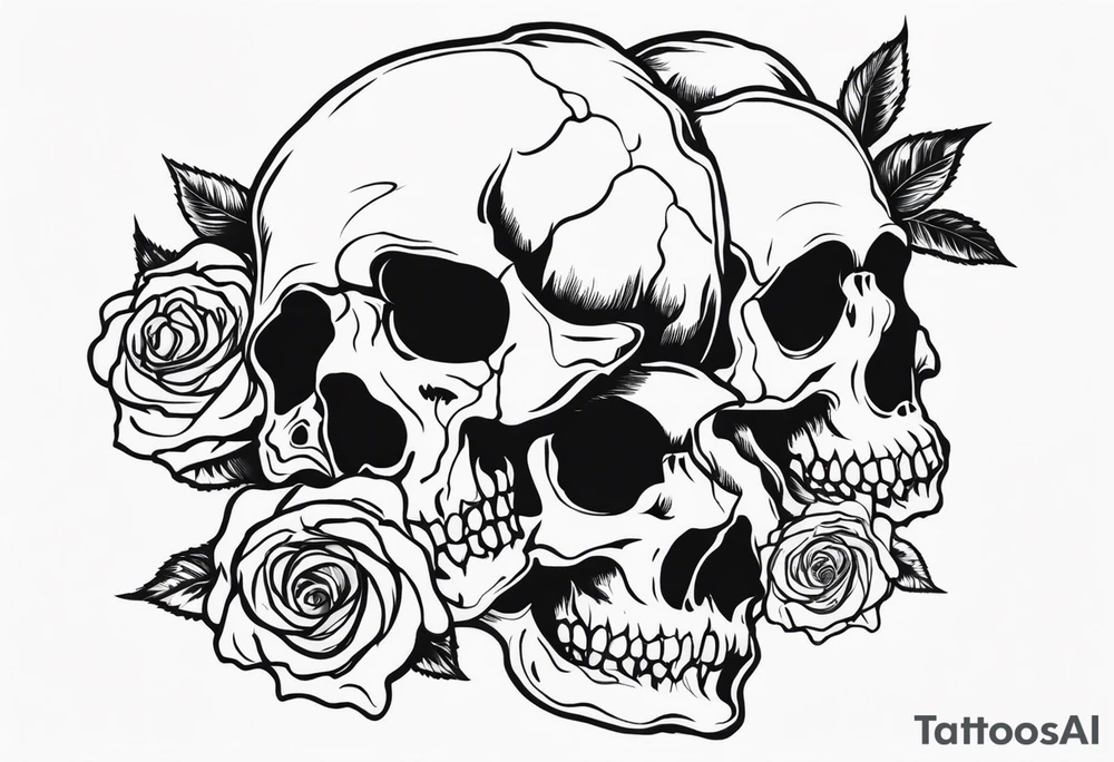 I want free skulls upright melting into each other in the background being roses tattoo idea