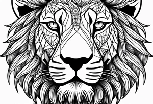 Lion sun evil eye tattoo idea