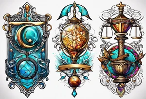 male scorpio, female Sagittarius, libra scales tattoo idea